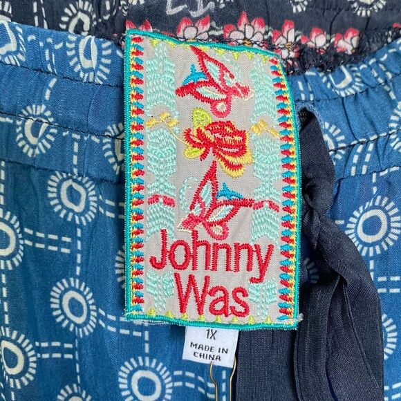 Johnny Was Maera Printed Drawstring Pull-On Pants Straight Leg Size 1X NWT - Picture 8 of 14